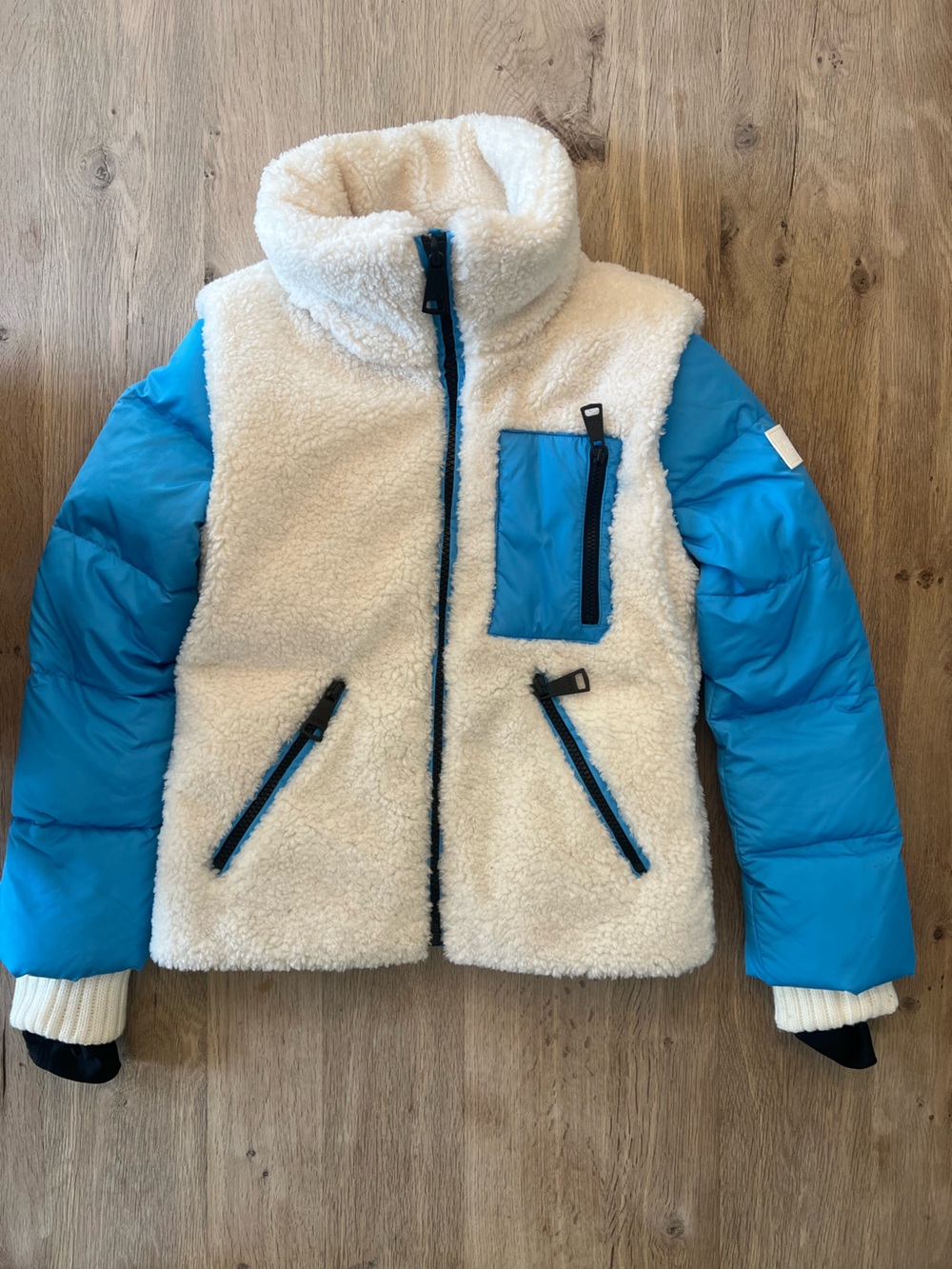 SAM. New York Blue Ivory Sherpa Down Puffer Jacket XS